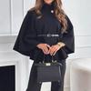 Belt Poncho Capes Women Black Cloaks Winter Coats Woman Bat Sleeve Cape Coats Fashion Women's Cape Jacket