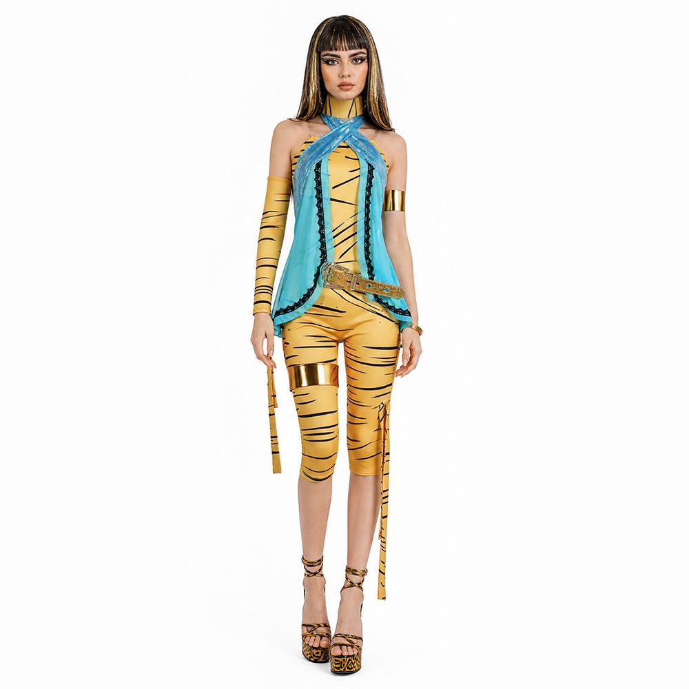 Monster High Cleo de Nile Cosplay Kostým Egyptská Mumie Role Play Šaty Set pro Halloweenskou Párty