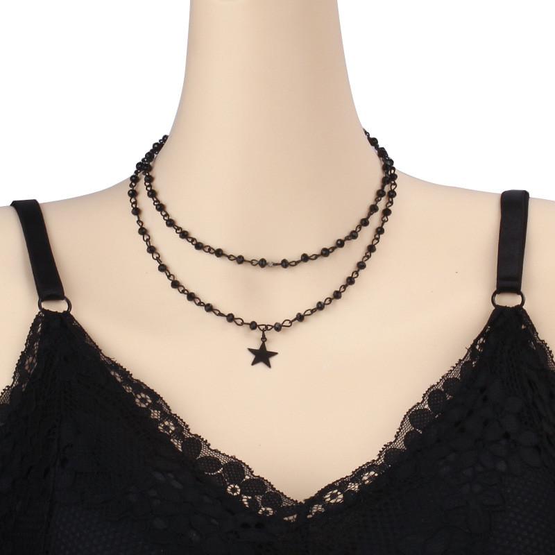 Geometric Multilayer Chain Necklace With Cross Pendant For Fashionable Unisex Wear