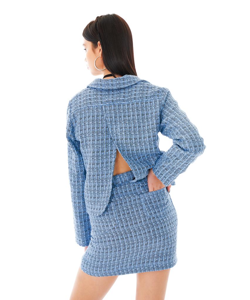 Ader Worldly Tulip Tweed Skirt [Blue]