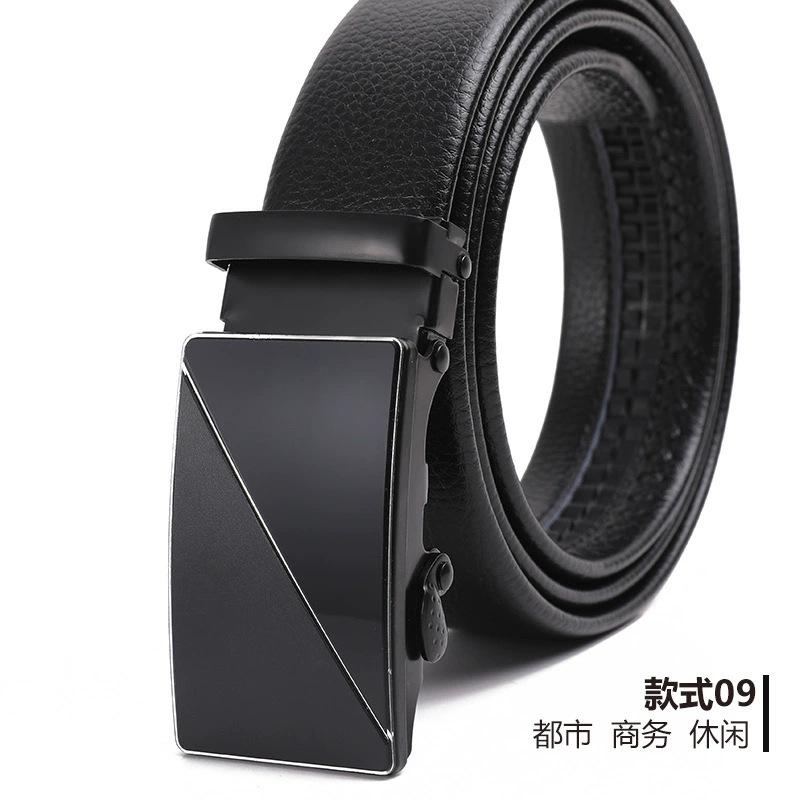 Belt Men'S Automatic Buckle Belt Lychee Pattern Hemming Belt Business Belt Stall