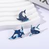 Marine Animals Blue Whale Shaker Enamel Pins Glitter Ocean Sea Animal Brooches Lapel Badge Jewelry Accessories Gift for Friends