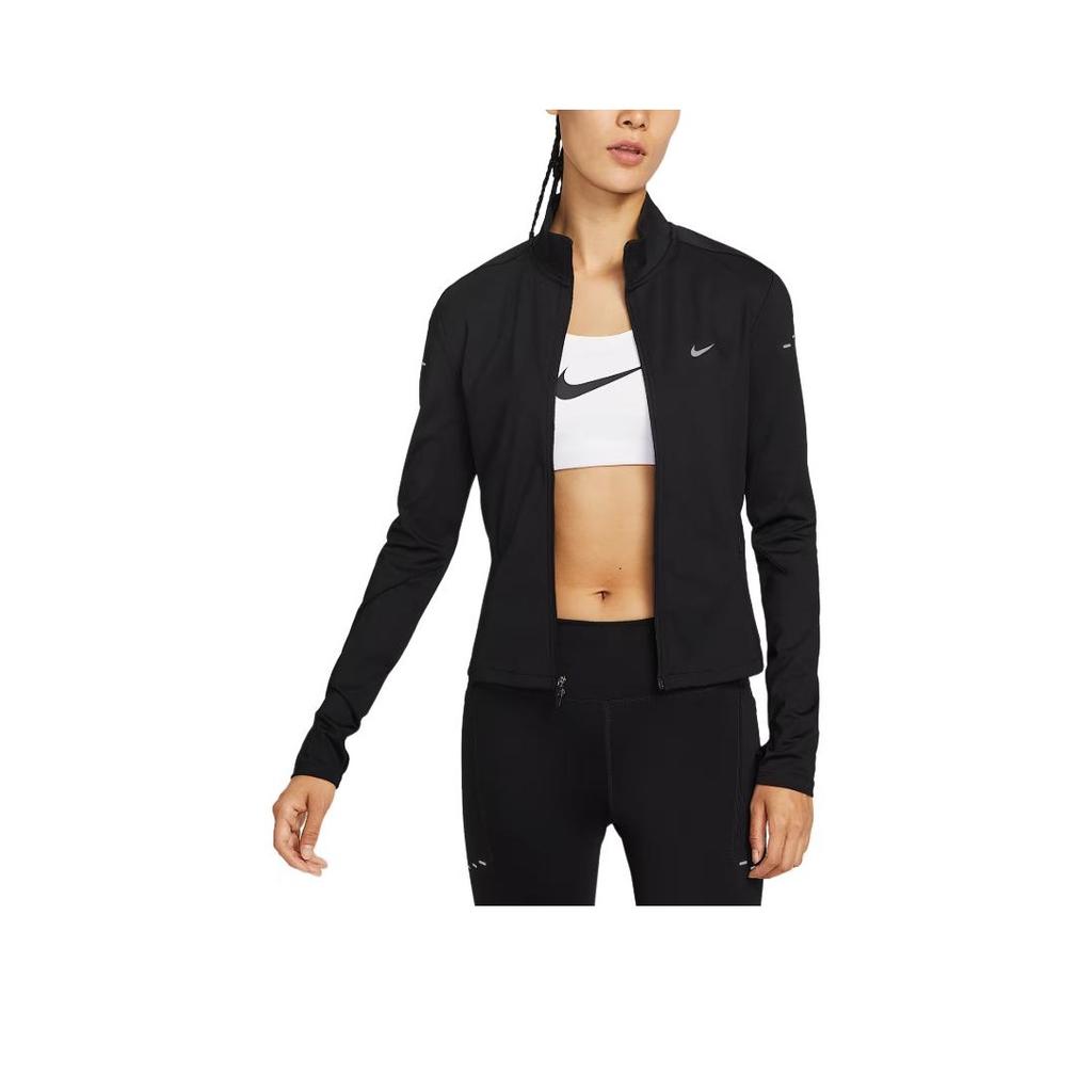 Nike Einfarbiges Logo Slim Fit Stehkragen Langarmjacke Damenjacken Schwarz IB1999-010