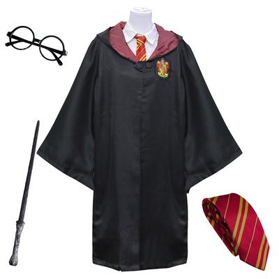 Harry Potter Cübbe Gözlük Kravat Asa Tam Kostüm Unisex XL Gryffindor Kırmızı + + + 4 parça