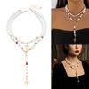 European Inspire Pearls Crosses Necklace with Colorful Beads Festive Wear Suitable for Southeast Asian Markets