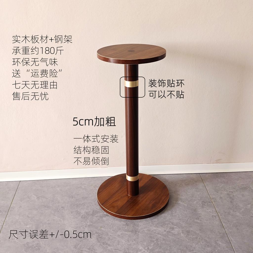 Modern Round Plant Stand - Solid Walnut Wood Side Table with Storage Shelf for Living Room, Bedroom, Balcony & Sofa Corner