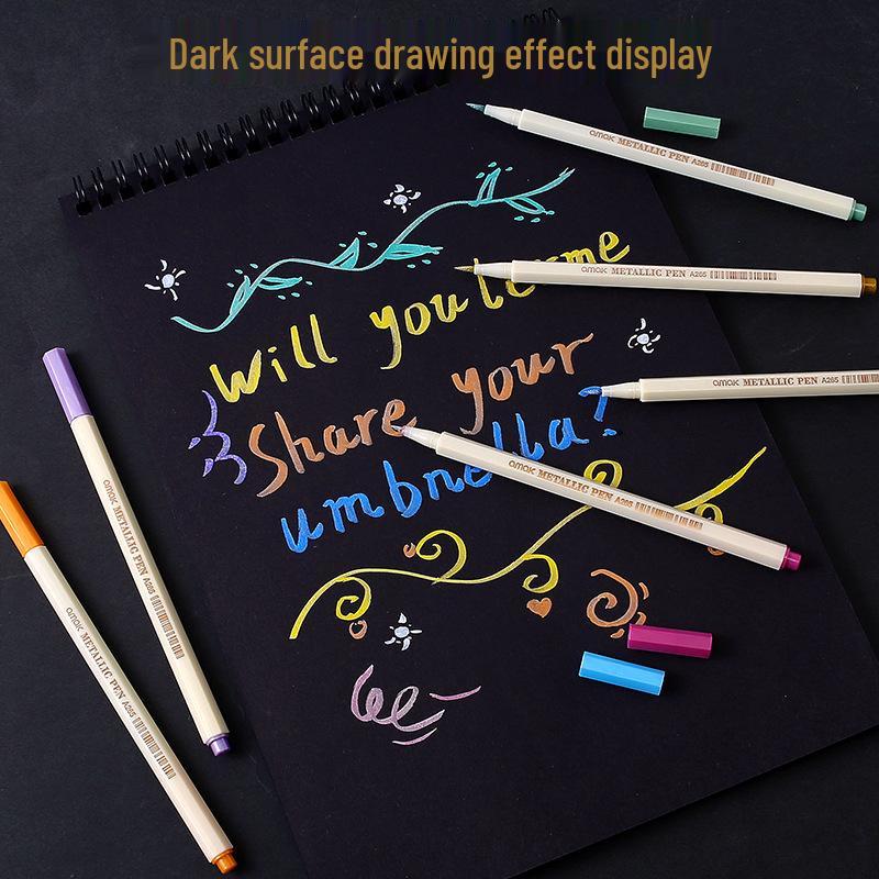 12-Color Pearlescent Soft Tip Paint Marker Set for DIY and Photo Albums