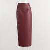 Saia de escritório de couro sintético feminina PU cintura alta saia lápis bodycon longa midi saia quadril