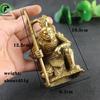 Antique Gold Brass SunWuKong Monkey King Figurines Retro Office Desktop Decoration Miniature Car Ornament Bronze Home Decor