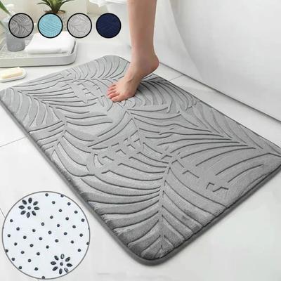 Vloer Badmat Koraal Fleece Badkamertapijt Waterabsorberend Antislip Geheugenschuim Absorberend Wasbare Vloerkleed Toilet Vloermat