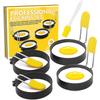 Round Egg Rings Set Stainless Steel Egg Shaper Mold with Silicone Anti-scald Handle Nonstick Egg Cooker Ring for Frying Eggs