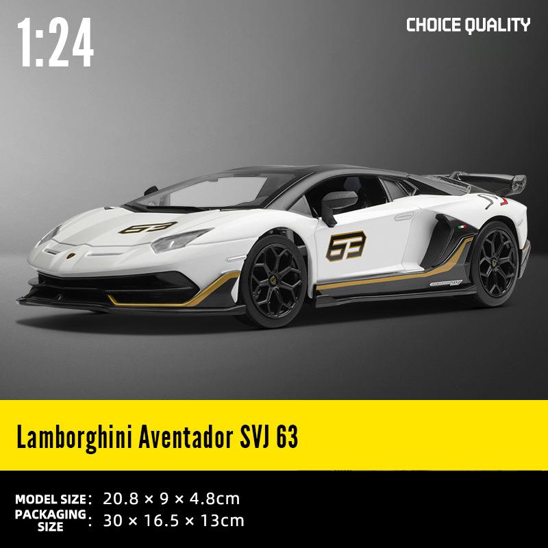 

1:24 Lamborghini Aventador SVJ 63 Huracan STO Supercar Alloy Diecast Model Car Metal Sound And Light Decorative Display Gift Boy белый