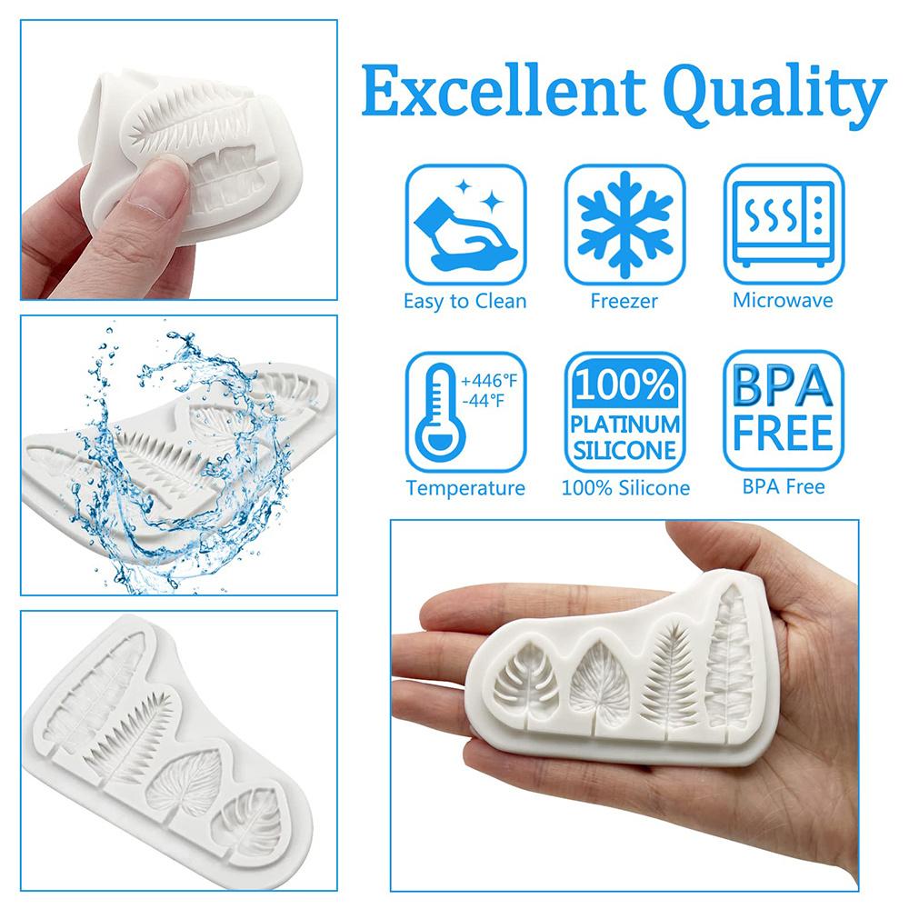Resin Mold Leaf Fondant Mould Cake Topper Decorating Mould Fern Monstera Palm Leavies Shape Long Leaf Silicone Mold Baking 10245
