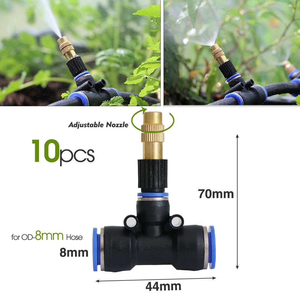 10PCS Brass Adjustable Garden Micro Sprinklers Nozzle for 5/8mm 8/12mm PE Hose Outdoor Misting Cooling System Watering Atomizer