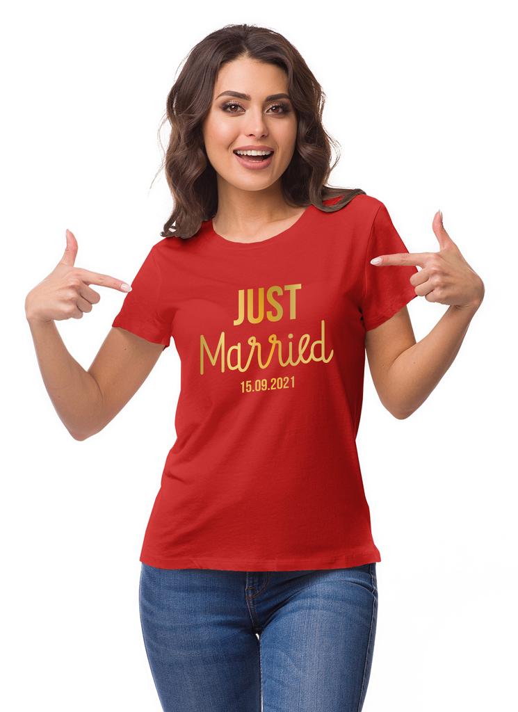 Inkdotpot Personalized Womens Tshirt Top Just Married Wedding  Announcement