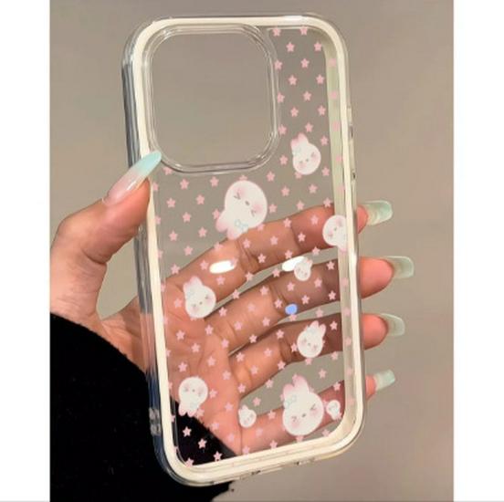 

Cartoon Pink Rabbit 2-in-1 Case for Apple iPhone 13 Pro, 14, 15, 16, 17 Pro Max iPhone 16 Plus - Heart Camera