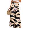 Women's Casual Wide Leg Pants Stretch Belt Pocket  Print Adjustable Tie Pants