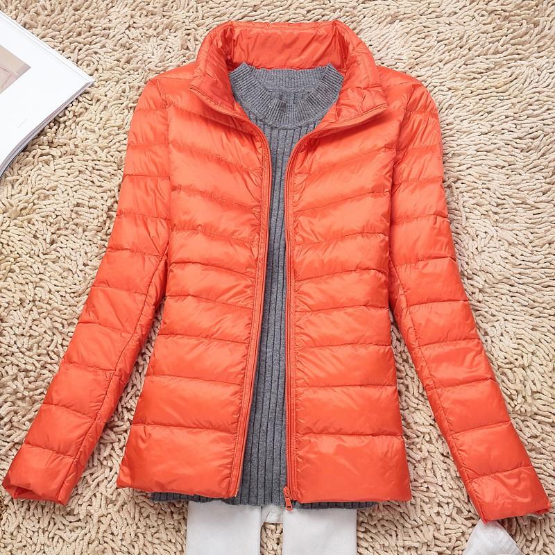 Womens Lightweight Packable Down Jacket Thin Short Puffer Coat With Stand Collar Slim Fit