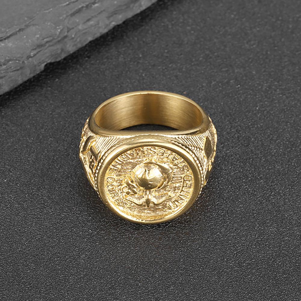Gothic Vintage Marines Army Design Rings For Men Boy Stainless Steel Punk Biker Fashion Team Eagle Ring Amulet Jewelry Wholesale