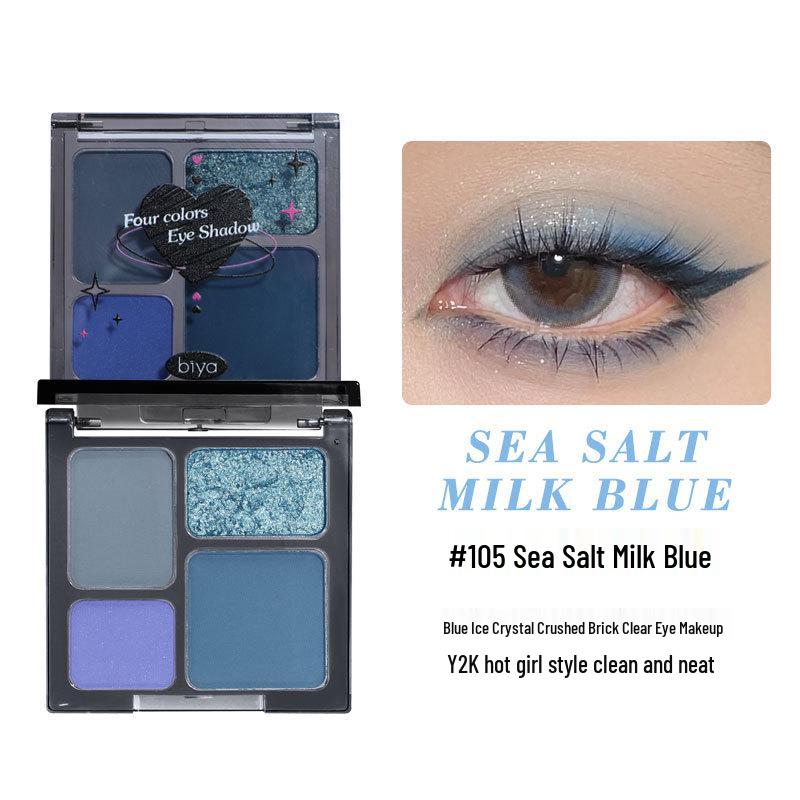 Paletă de Farduri pentru Ochi Biya Stil Întunecat Negru Afumat & Gri cu Patru Culori și Strălucire Fină