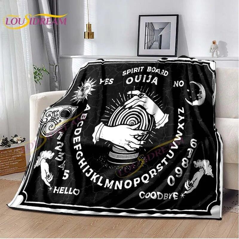 Magic Ouija Board Alphabet Blanket Witchcraft Pentagon Blanket for Bedroom Living Room Sofa Gothic Ouija Hand Flannel Blanket