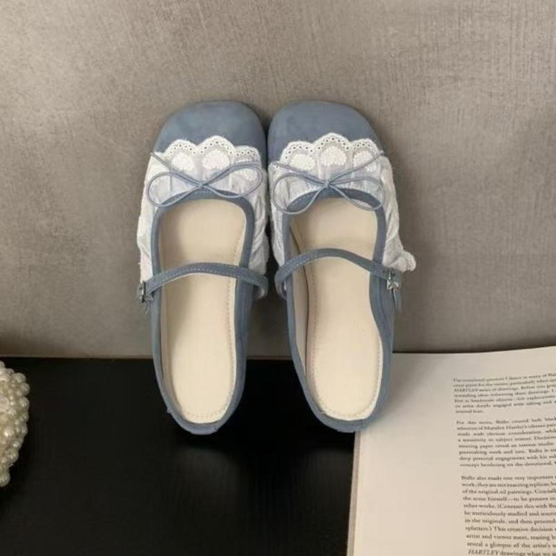 

Мода 2025 Лето Новые Женские Сандалии Мода Корейский Стиль Мягкая Подошва Противоскользящие Универсальные Цветы Милая Леди Принцесса Кружево Балетки 35 синий