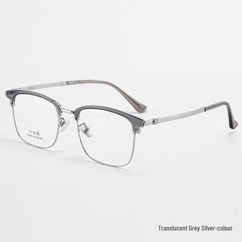 Kemin Men's Titanium Eyebrow Frame: Fashionable, Prescription-Ready Square Design with IP Electroplating - Model 3308.