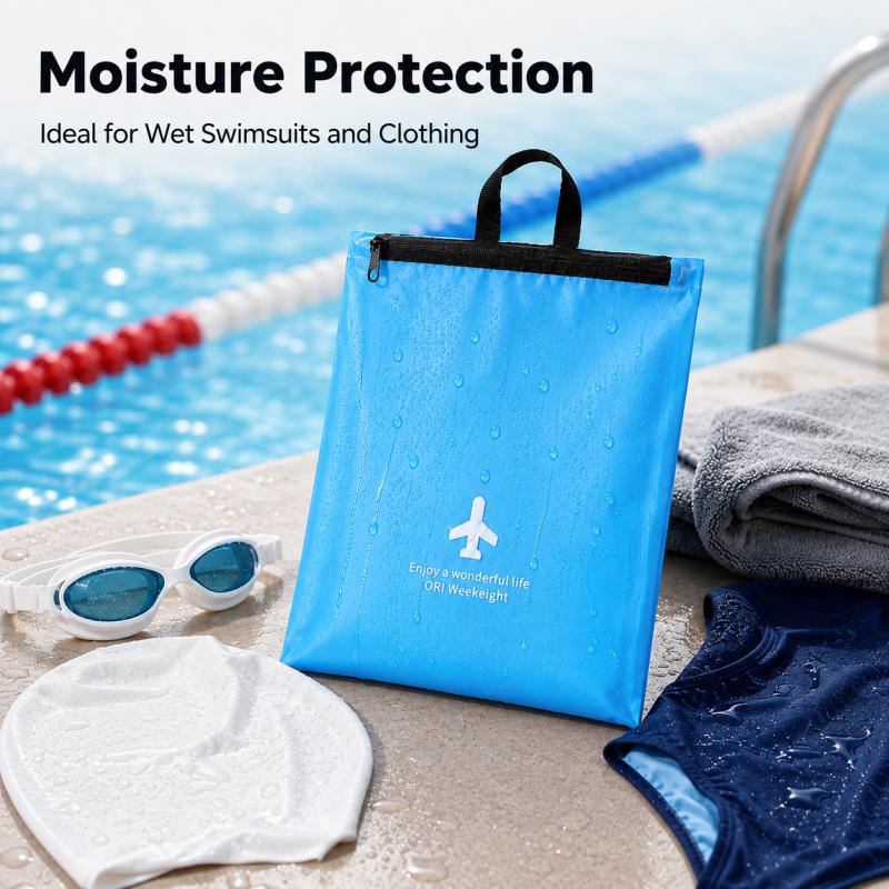 3PCS Waterproof Nylon Travel Storage Bag With Zipper Handle For Wet Swimsuit Clothes Toiletries Laundry Bedroom Closet Organization Use