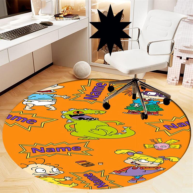 Custom Name Rugrats Printed Round Rug Carpet Chair Rug Area Rug Entryway Doormats,for Office Chair Living Room Bedroom Kitchen Room.
