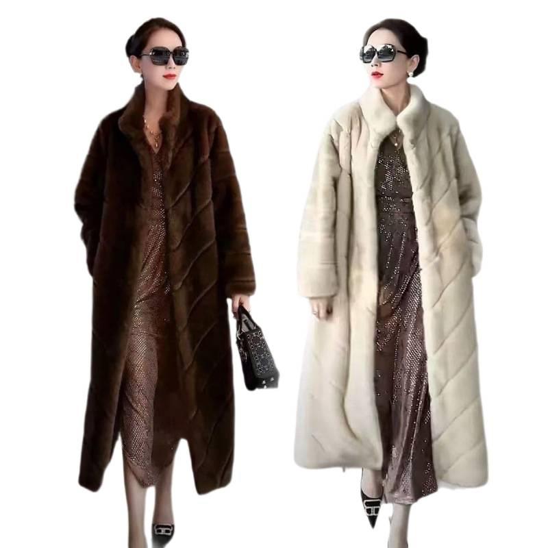 Winter Autumn and Winter New Coat Imitation Leather Thickened Warm Loose Long Coat Large Size Women's Clothing