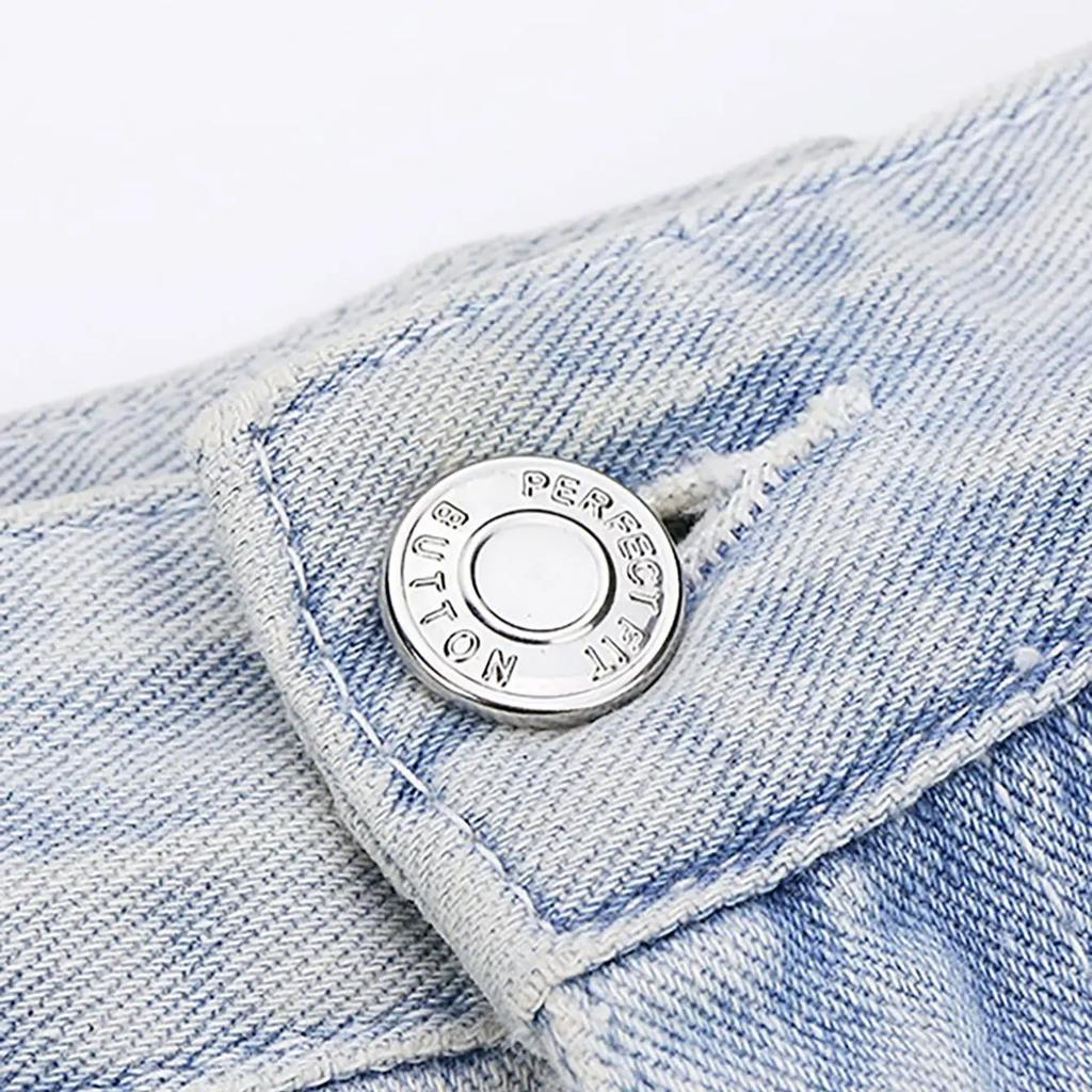 6pcs-Adjustable detachable jeans button Sew free vintage metal button garment button accessory I-button