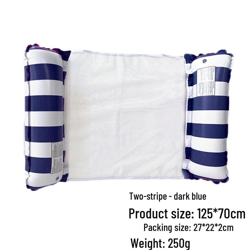 Inflatable PVC Float Recliner: Foldable Striped Swimming Bed