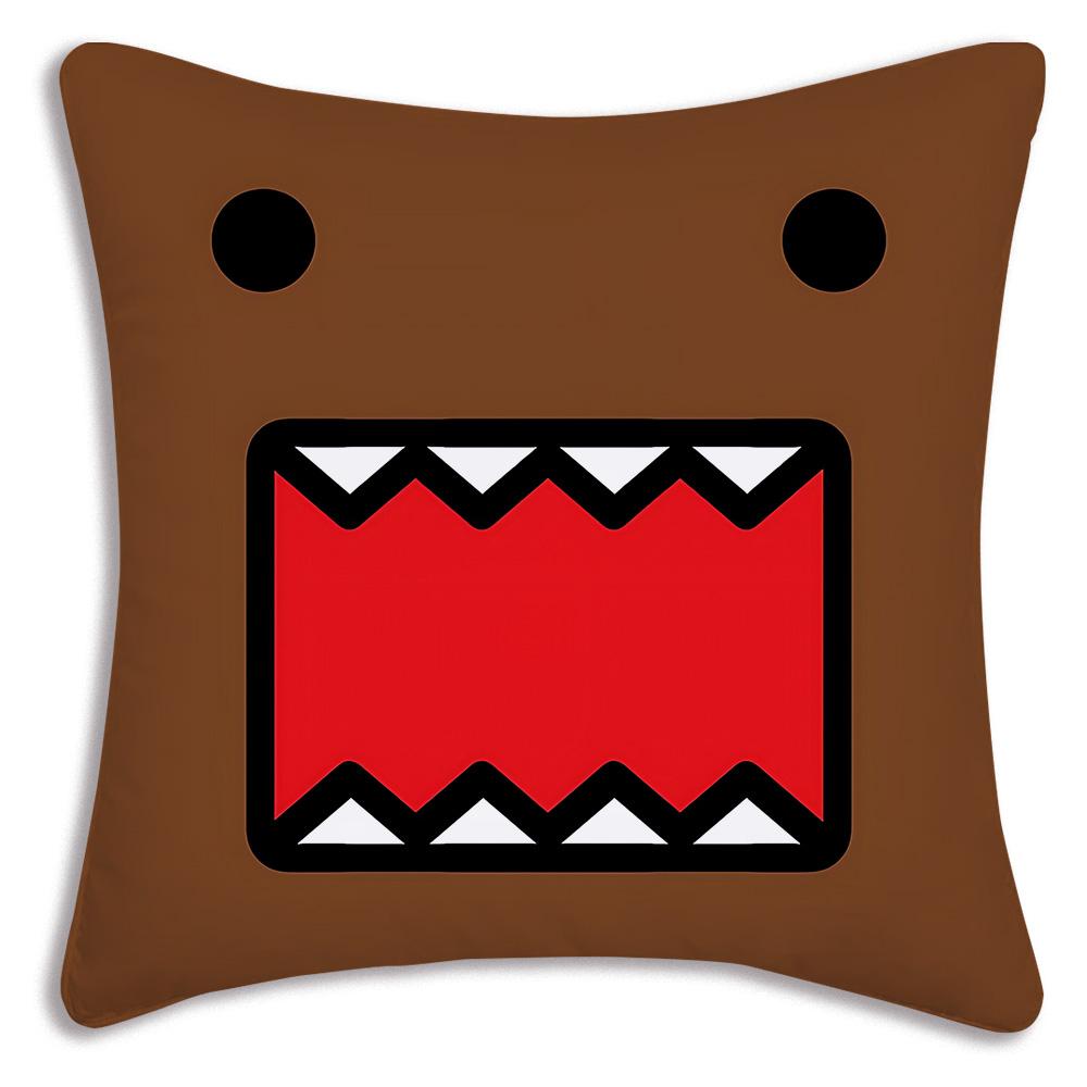 Cute For D-Domo Kun Faces Pillow Covers Cartoon Sofa Decorative Home Double-sided Printing Short Plush Cute Cushion Cover