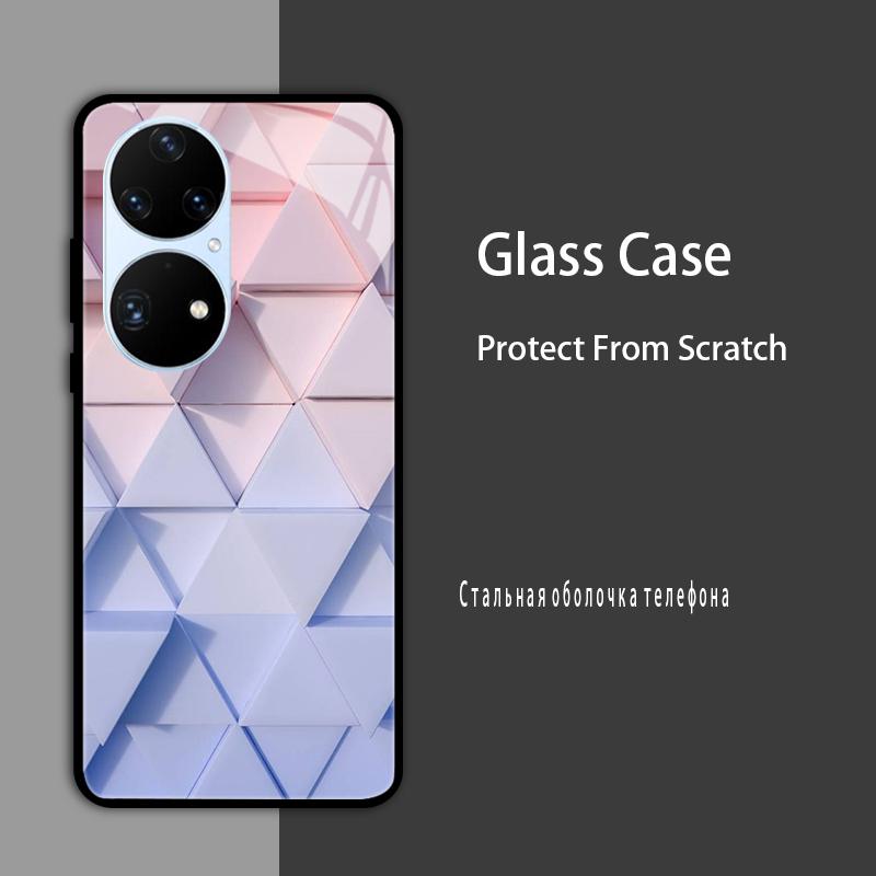 For Huawei P50 Pro Case P50E P 50 Luxury Tempered Glass Phone Case For Huawei P50 E Back Cover Fashion Protective Coque P50Pro