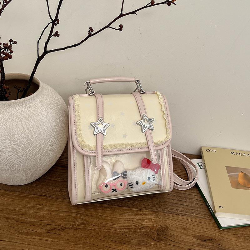 Schoolbag Sweet Color Matching Lace Backpack Women's 1011 New Age Reduction Multi-purpose Hand Carry Shoulder Small Backpack Mini