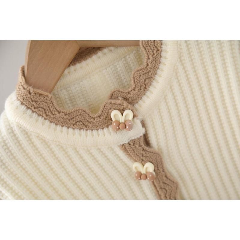 Girls Sweater Knitted Jacket Autumn New Little Girl Pants Two-piece Set Girls Cardigan Knitted Suit