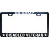 US Army Disabled Veteran License Plate Frames - Metal Car Tag Sign For Women/Men, Standard 6X12 2-Hole And Screws Fits US & Canada