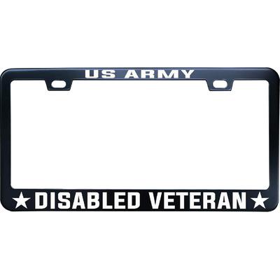 US Army Disabled Veteran License Plate Frames - Metal Car Tag Sign For Women/Men, Standard 6X12 2-Hole And Screws Fits US & Canada
