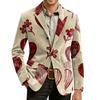 Herren Bedruckter Kord Samt Taschen Anzug Jacke Cardigan Herren Freizeitanzug