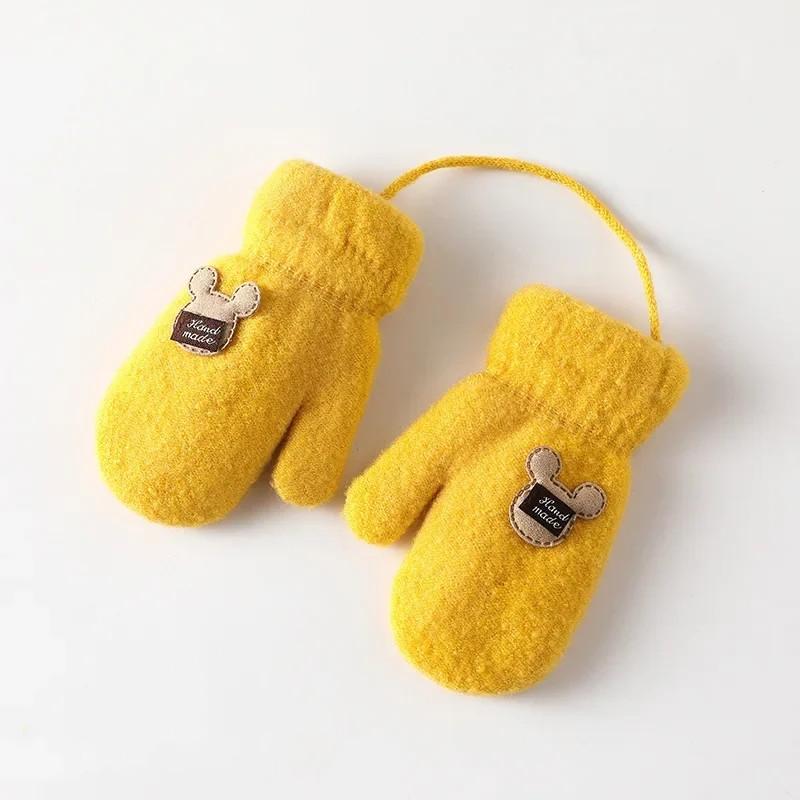 

Детские варежки для детей от 1 до 6 лет, зимние перчатки из мохера, плюшевые толстые перчатки для мальчиков и девочек M