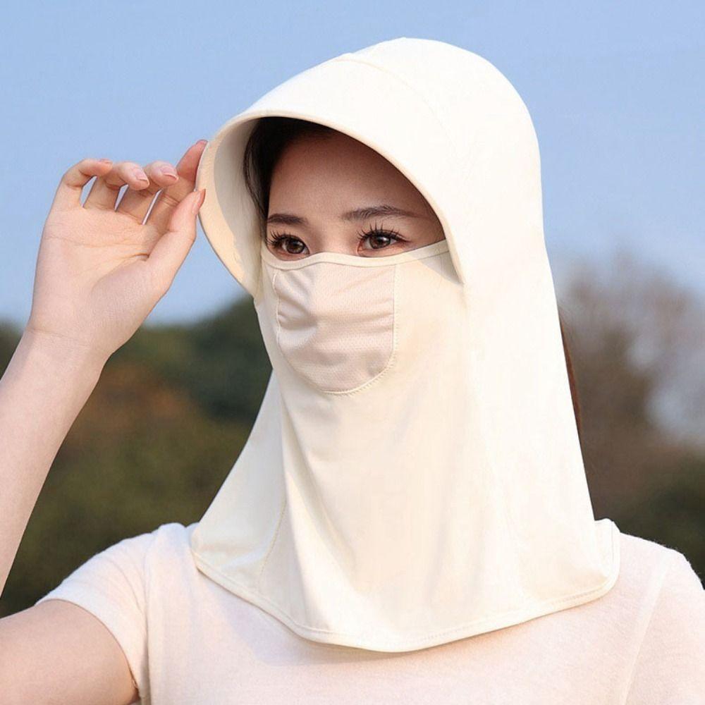 Dustproof Sunscreen Face Cover Solid Color UV Protection Veil Breathable Ice Silk Mask  Cycling