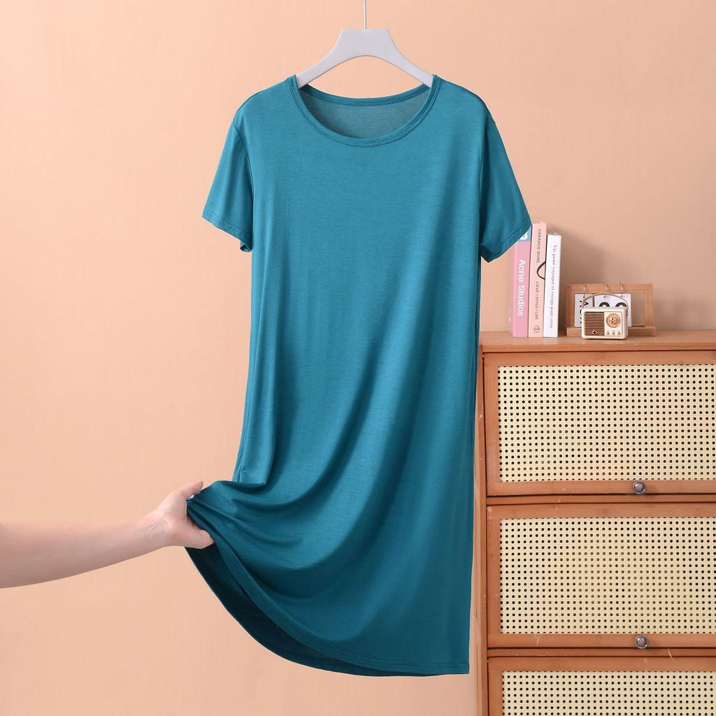 Women's L-8XL Sleepwear  Nightgowns Casual Short Sleeve Night Dress Plus Size Summer Nightshirt Ladies Sleep Wear Shirt