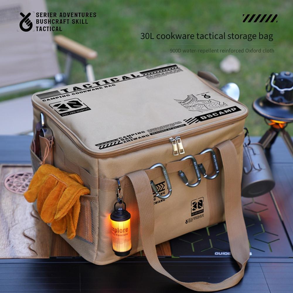 Outdoor Folding Storage Box, Camping Picnic Equipment Organizer, Large Capacity Tactical Storage Bag for Tableware & Kitchen Utensils