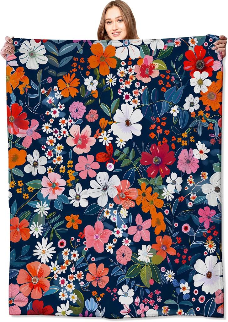 GUOYU Blanket Cartoon Panda Blanket Cute Animal and Floral Flower Throw BlanketsBirthday Gifts for KidsAnimal LoversLightweight Soft Fleece