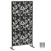 Dekoracyjny Ekran Prywatności Zewnętrzny Dekoracyjna Ogrodowa Claustra 3 Panele Wzór Bambusowy Metalowy 92x40x192cm Czarny