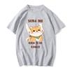 Shiba Inu Dog T Shirt Kawaii Cartoon Print Tshirts Girls Clothes Summer Short Sleeve Tops 100% Cotton Tees Women Oversized Shirt