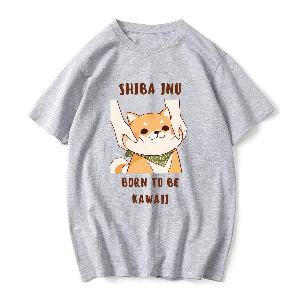 Shiba Inu Dog T Shirt Kawaii Cartoon Print Tshirts Girls Clothes Summer Short Sleeve Tops 100% Cotton Tees Women Oversized Shirt