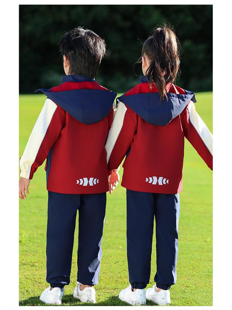 Elementary School Windbreaker Three-Piece Uniform Set for Kindergarten and First Grade - Spring, Autumn, and Winter