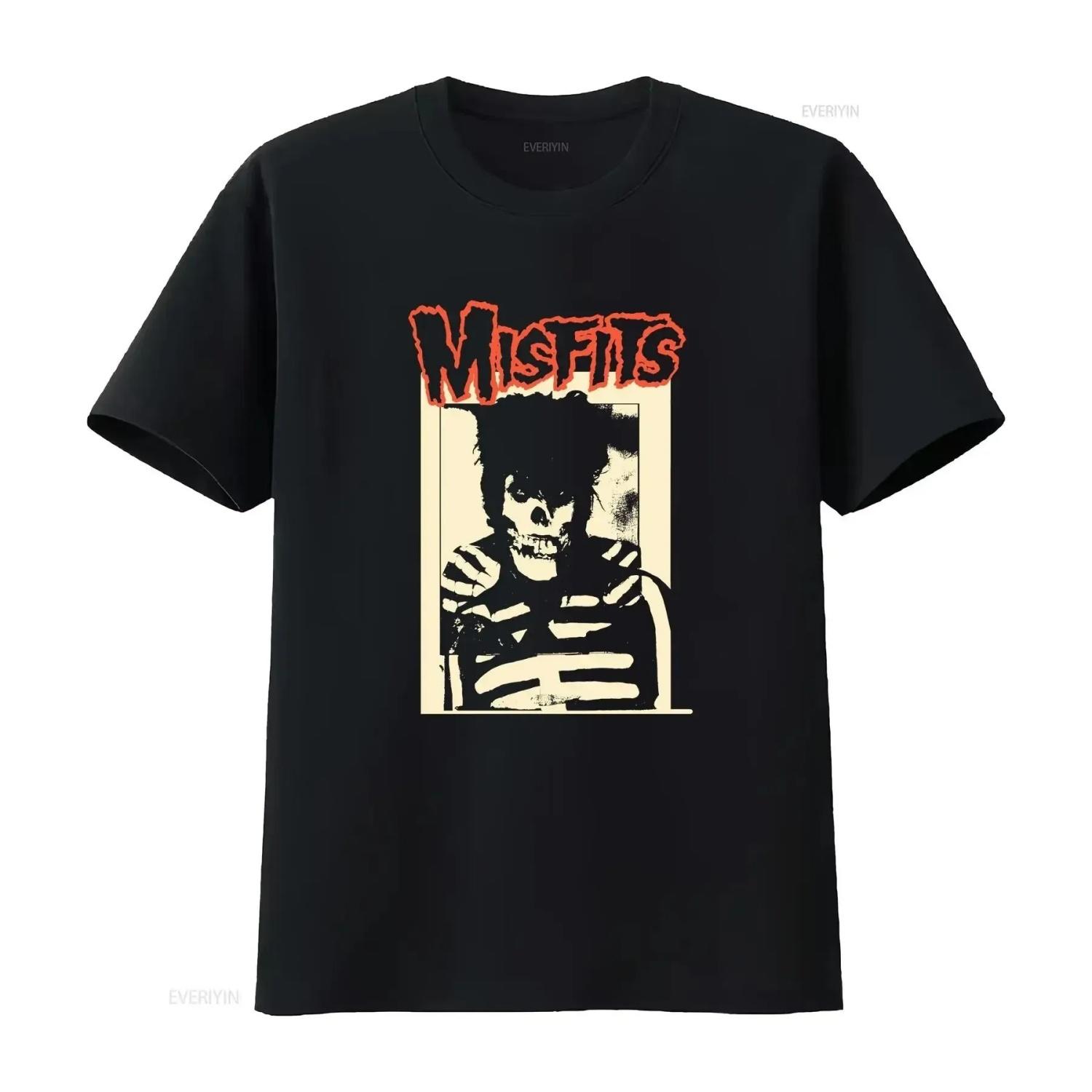 

Misfits Danzig 2007 Vintage Fiend Club Skull Retro T Shirt vintage Washed Comfortable streetwear Slightly S чёрный