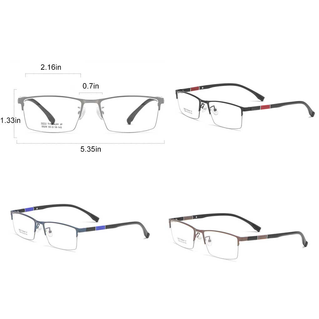 Unisex Metal Half Frame Men Women Plastic Lens Large Face Nearsighted Spectacles for Business Daily